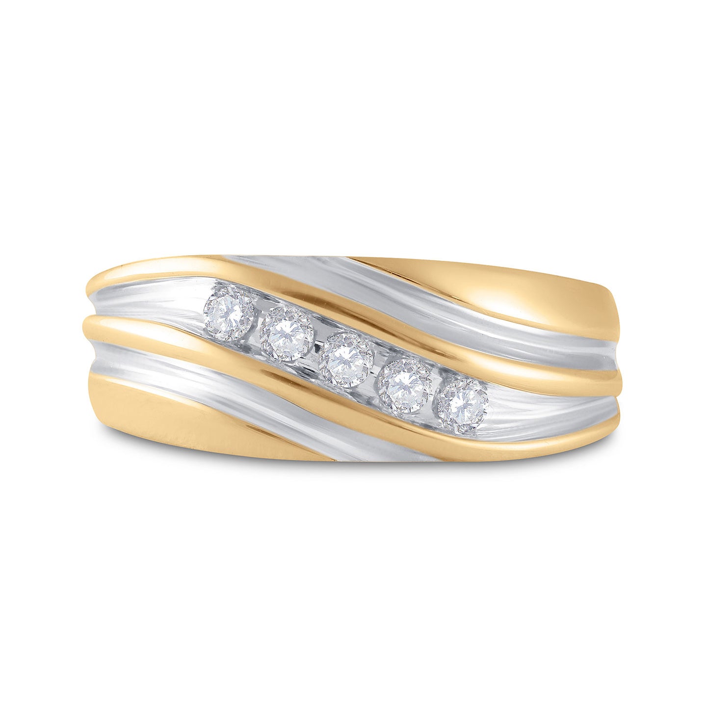 10K Yellow Gold Mens Round Diamond Wedding Band Ring 1/4 Cttw, Mens Size: 7-13