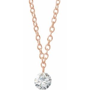 14K Rose Gold Round 3.5Mm G-H I1 1/6 Ct Natural Diamond Solitaire Adjustable Necklace, Length: 18 In