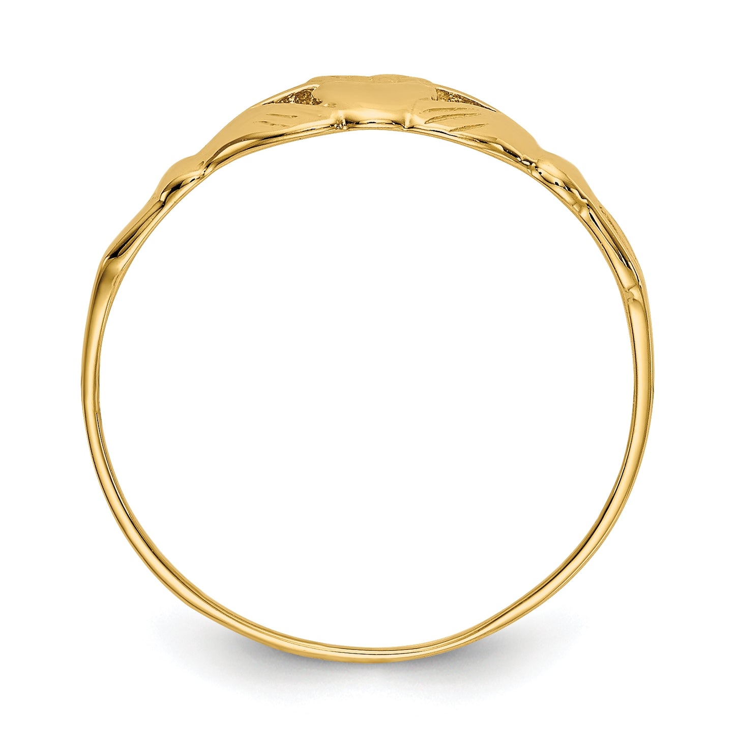 14K Yellow Gold Childs Polished Claddagh Ring