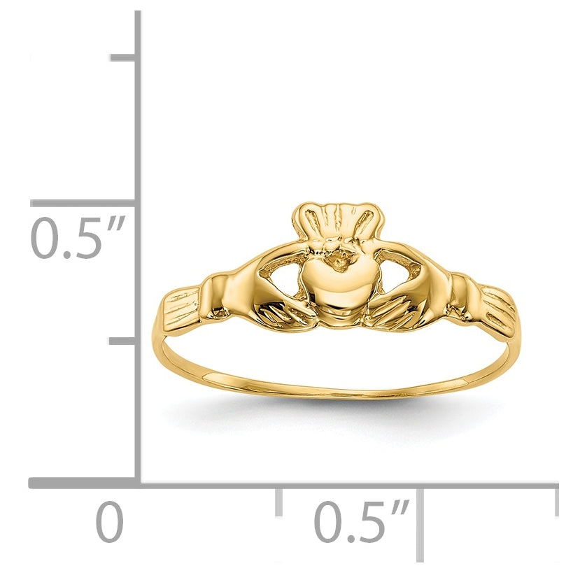 14K Yellow Gold Childs Polished Claddagh Ring