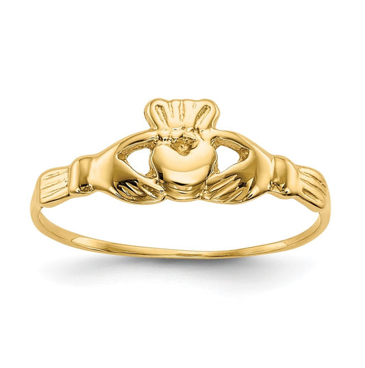 14K Yellow Gold Childs Polished Claddagh Ring