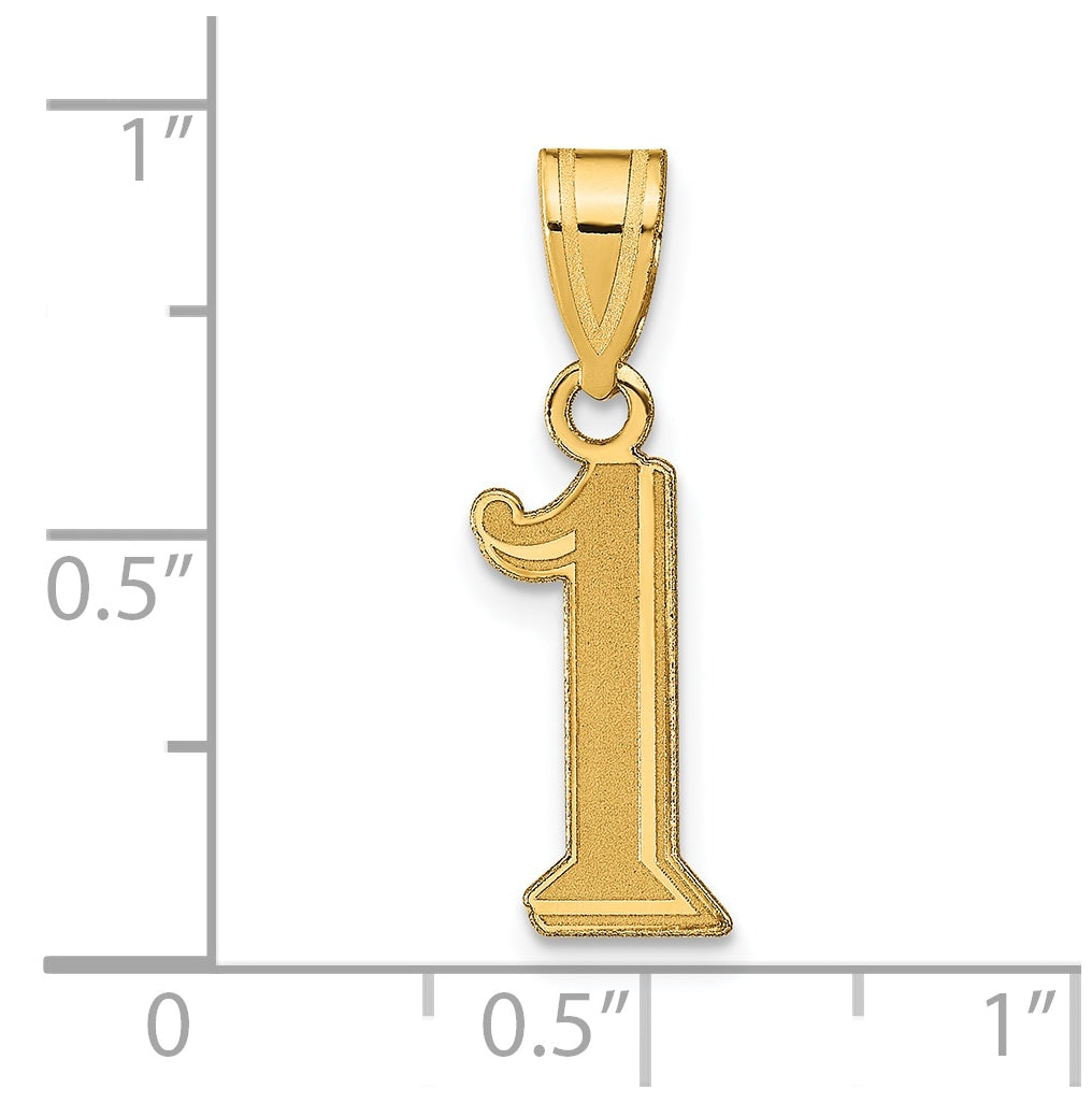 14K Yellow Gold Polished Etched Number 1 Pendant