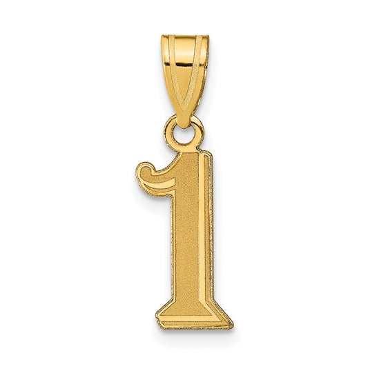 14K Yellow Gold Polished Etched Number 1 Pendant