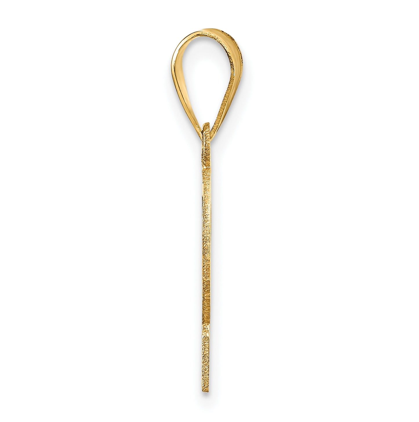14K Yellow Gold Polished Etched Number 2 Pendant