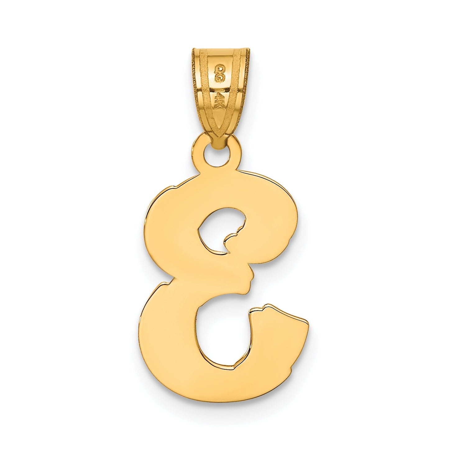 14K Yellow Gold Polished Etched Number 3 Pendant