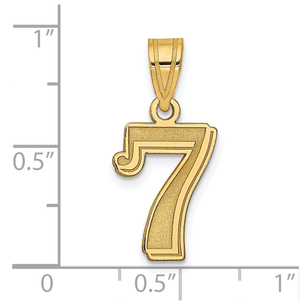 14K Yellow Gold Polished Etched Number 7 Pendant