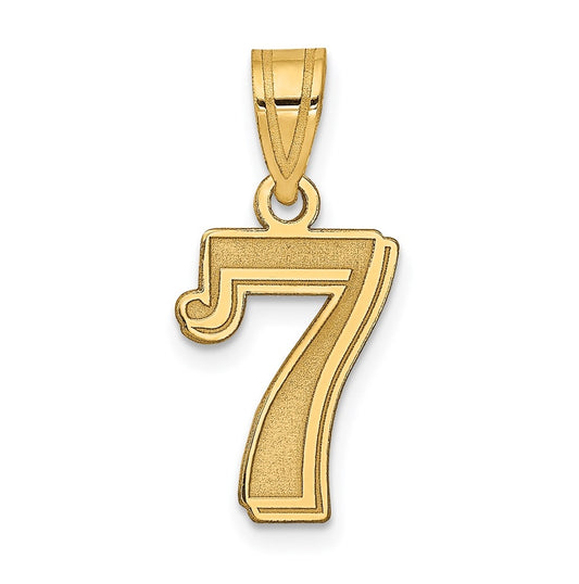 14K Yellow Gold Polished Etched Number 7 Pendant