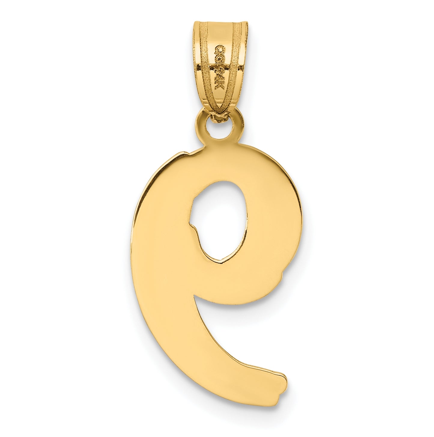 14K Yellow Gold Polished Etched Number 9 Pendant