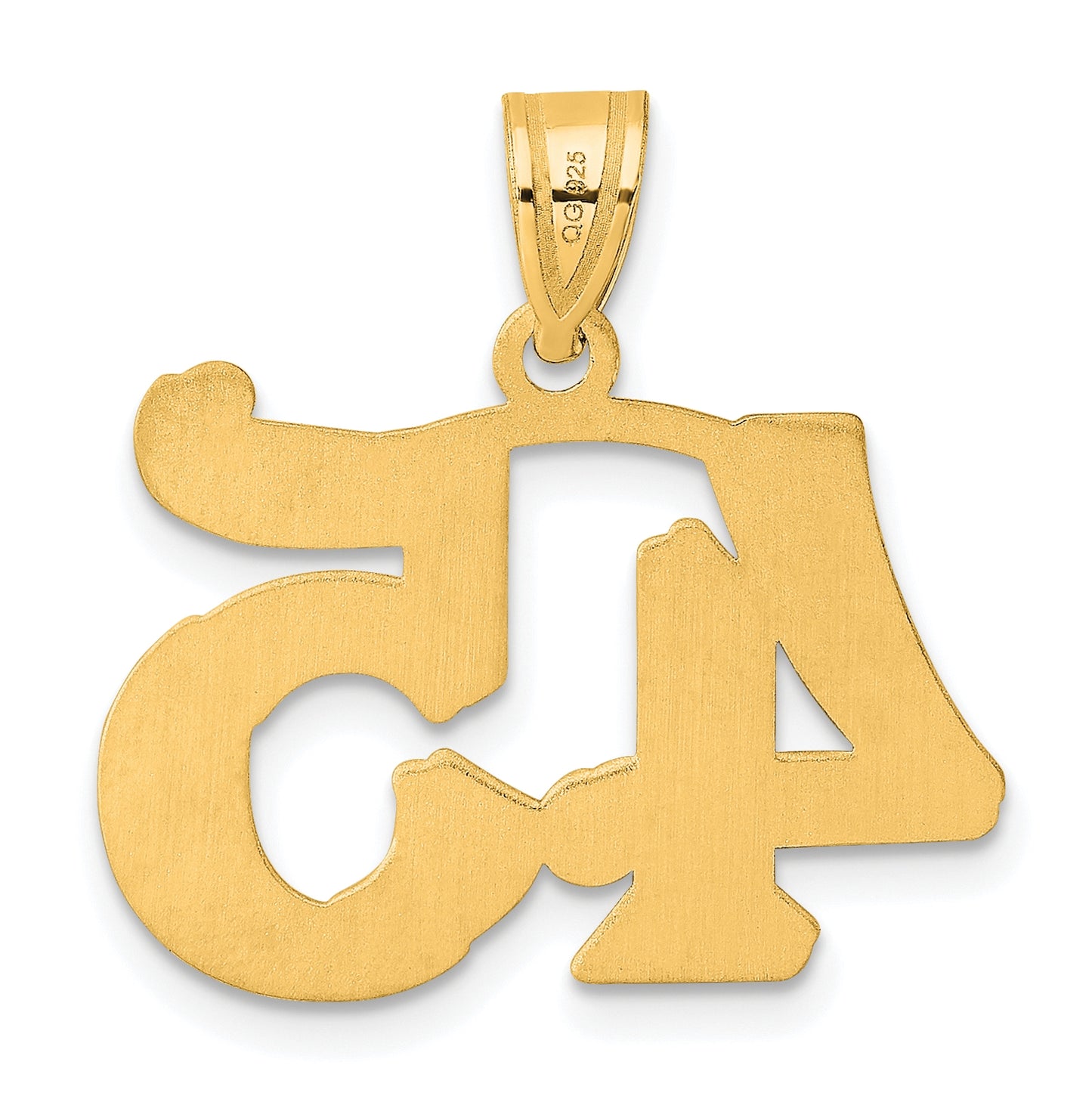 14K Yellow Gold Polished Etched Number 45 Pendant