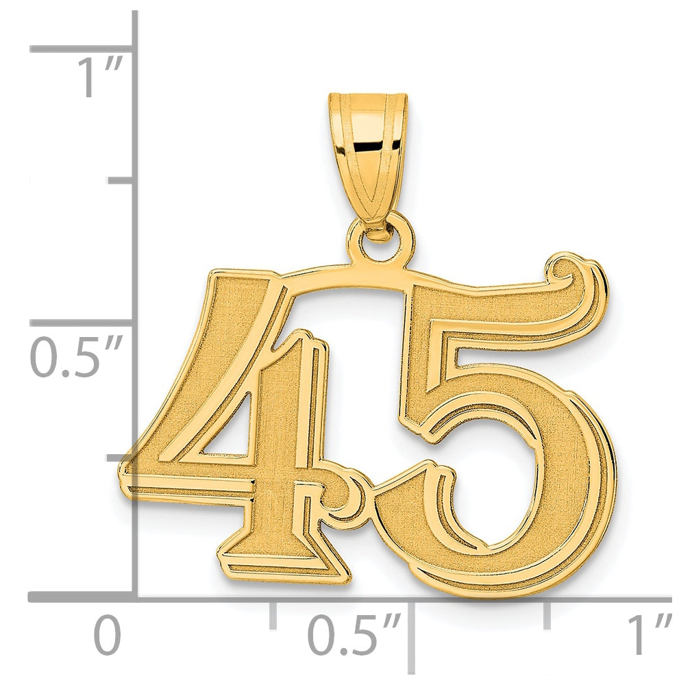 14K Yellow Gold Polished Etched Number 45 Pendant