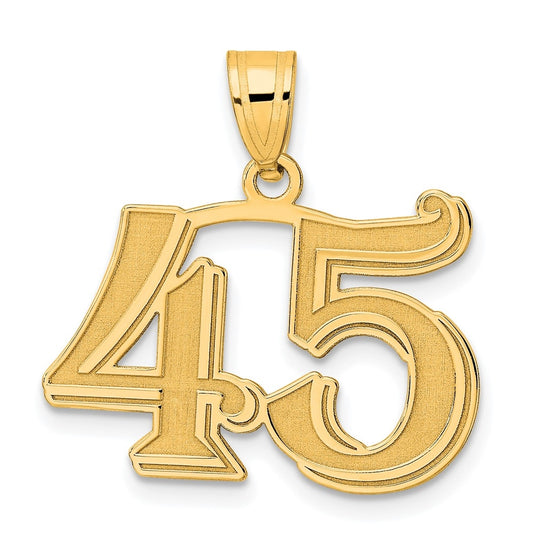 14K Yellow Gold Polished Etched Number 45 Pendant