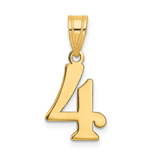 14K Yellow Gold Polished Number 4 Pendant