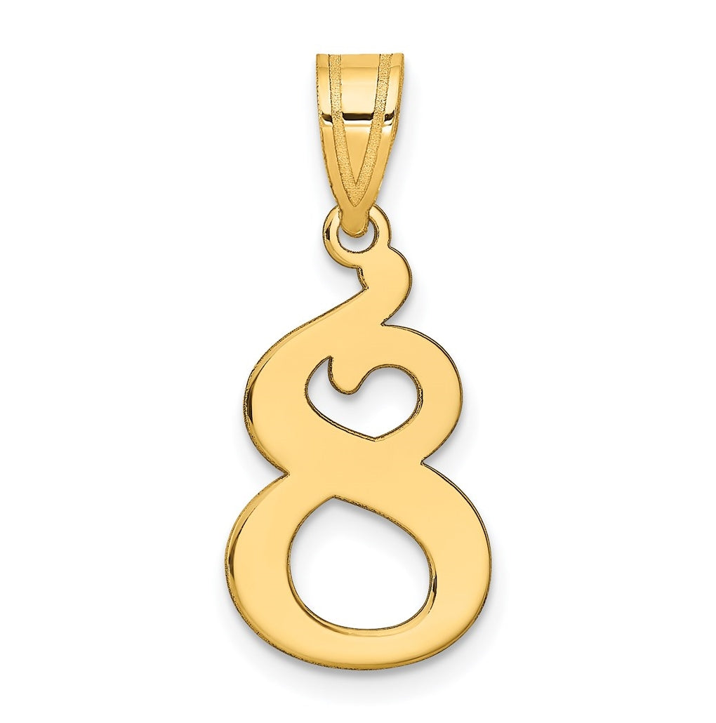 14K Yellow Gold Polished Number 8 Pendant
