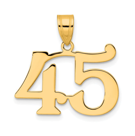 14K Yellow Gold Polished Number 45 Pendant