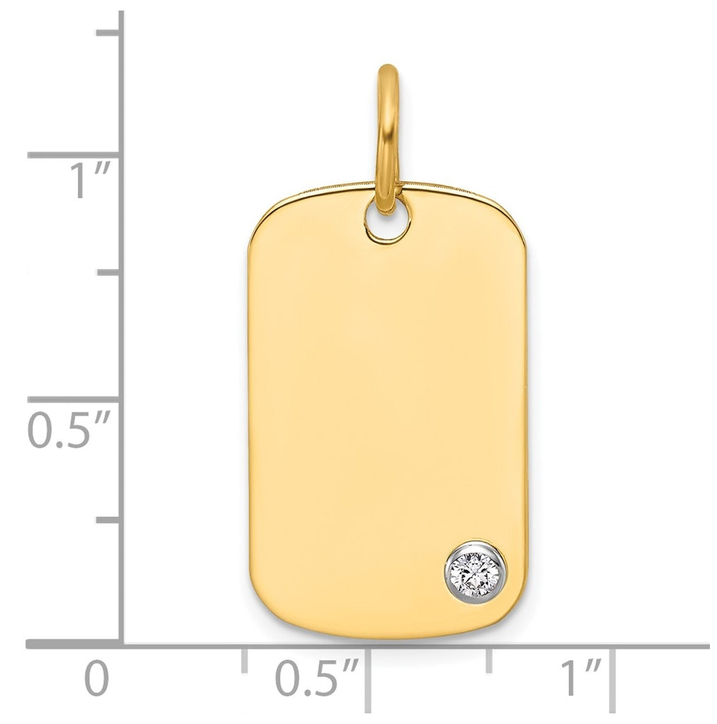 14K Two-tone IBGoodman Polish Lab Grown Diamond Dogtag Pendant