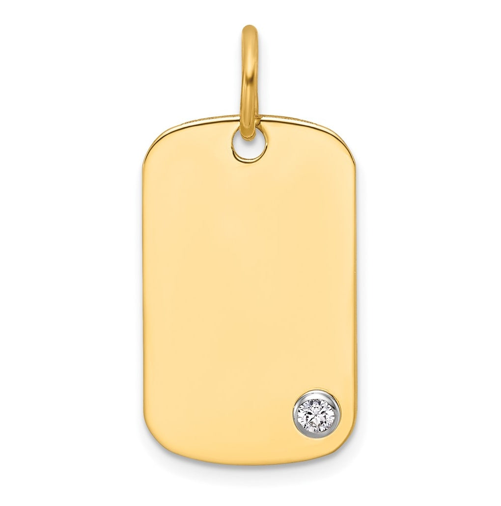14K Two-tone IBGoodman Polish Lab Grown Diamond Dogtag Pendant