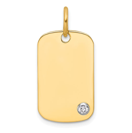 14K Two-tone IBGoodman Polish Lab Grown Diamond Dogtag Pendant