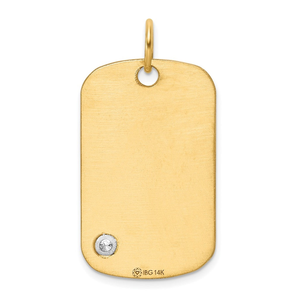14K Two-tone IBGoodman Polish Lab Grown Diamond Dogtag Pendant