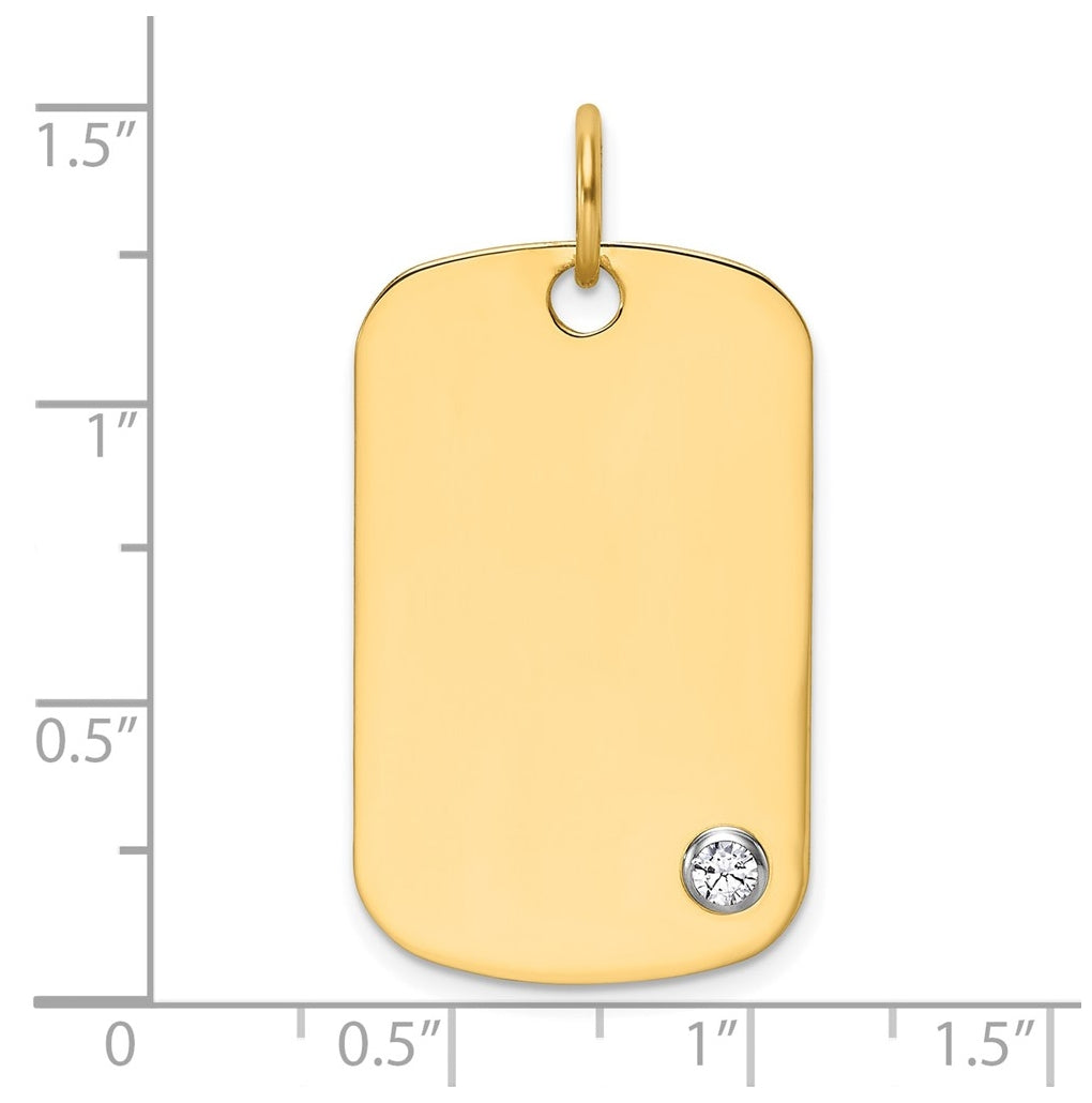 14K Two-tone IBGoodman Polish Lab Grown Diamond Dogtag Pendant