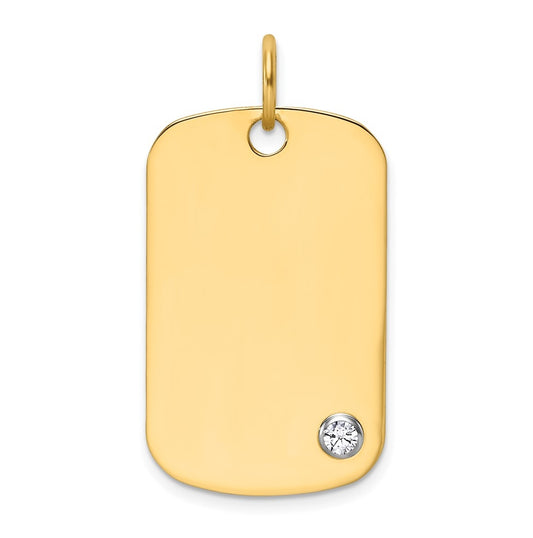 14K Two-tone IBGoodman Polish Lab Grown Diamond Dogtag Pendant