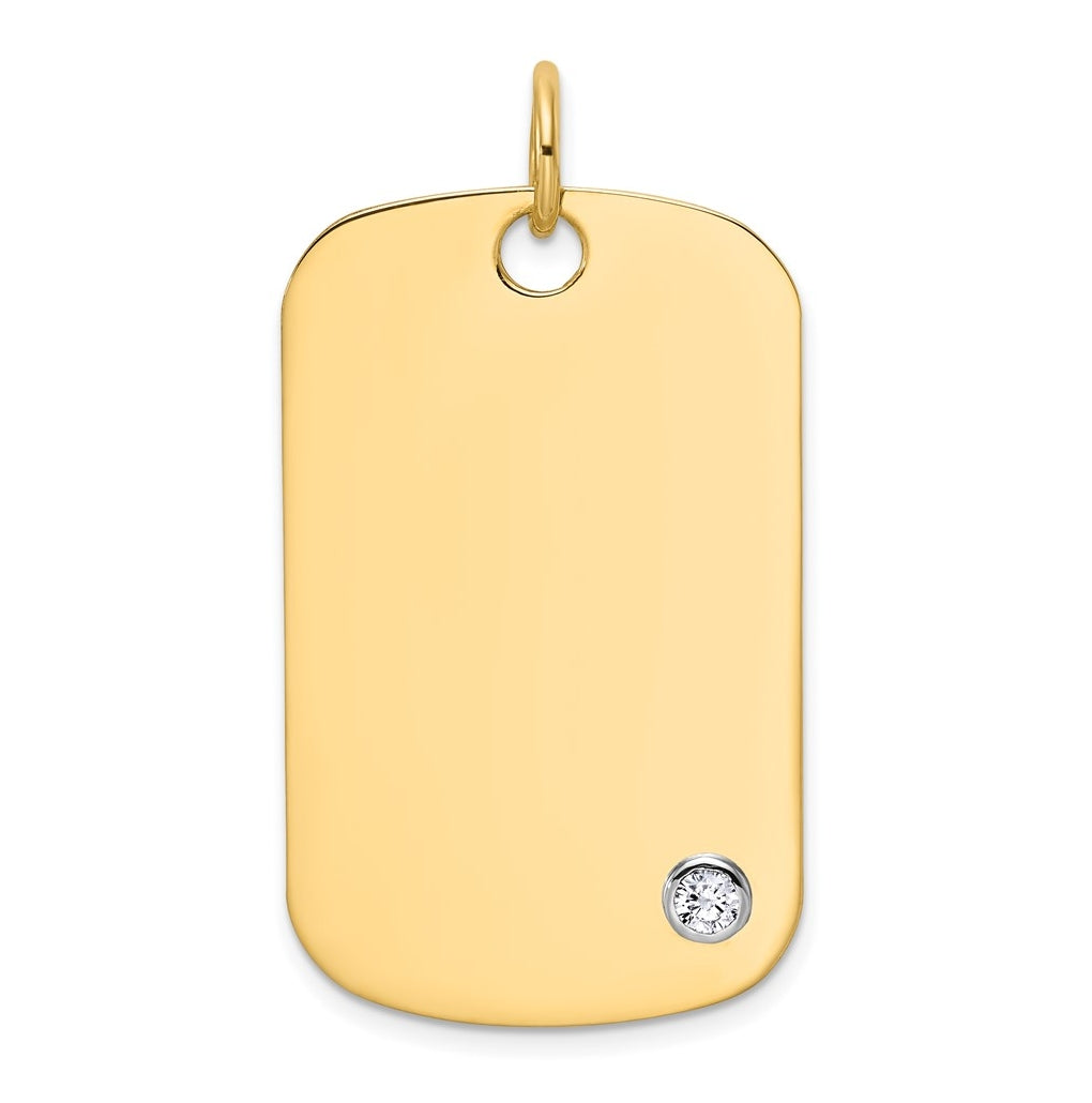 14K Two-tone IBGoodman Polish Lab Grown Diamond Dogtag Pendant