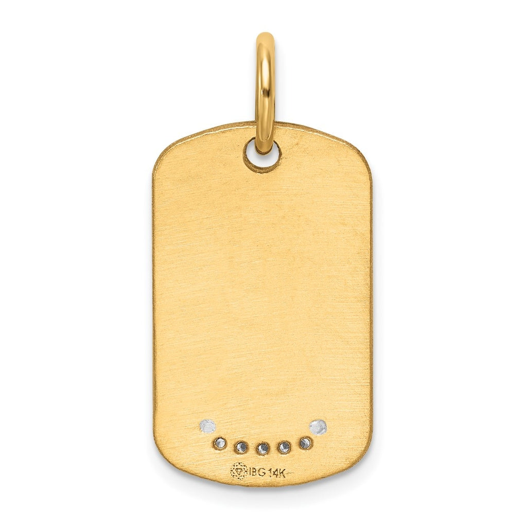 14k Two-Tone Gold IBGoodman Polish Two-piece Lab Grown Diamond Dogtag Pendant