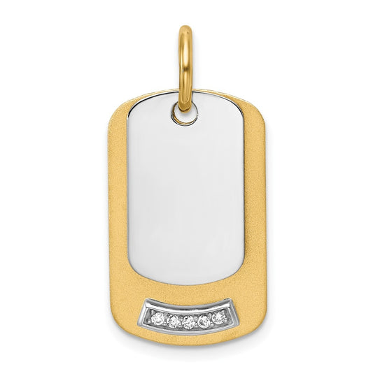 14k Two-Tone Gold IBGoodman Polish Two-piece Lab Grown Diamond Dogtag Pendant