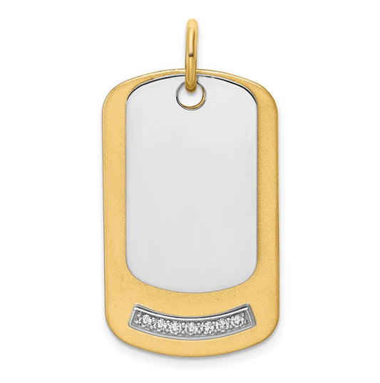 14k Two-Tone Gold IBGoodman Polish Two-piece Lab Grown Diamond Dogtag Pendant