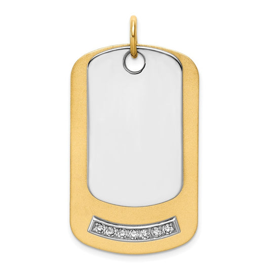 14k Two-Tone Gold IBGoodman Polish Two-piece Lab Grown Diamond Dogtag Pendant