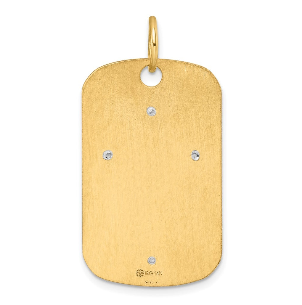 14k Two-Tone Gold IBGoodman Polish Lab Grown Diamond Cross Dogtag Pendant