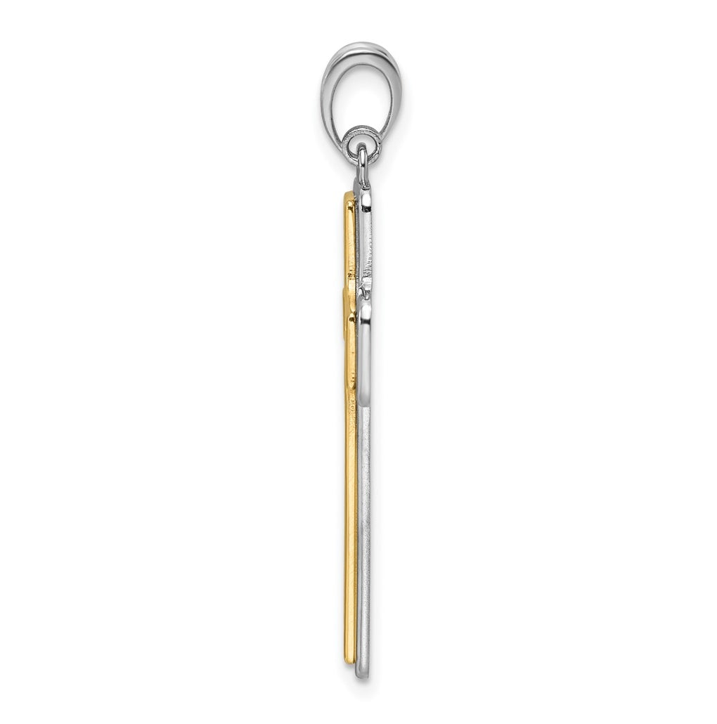 14K Two-tone IBGoodman Polished Open Cross Pendant