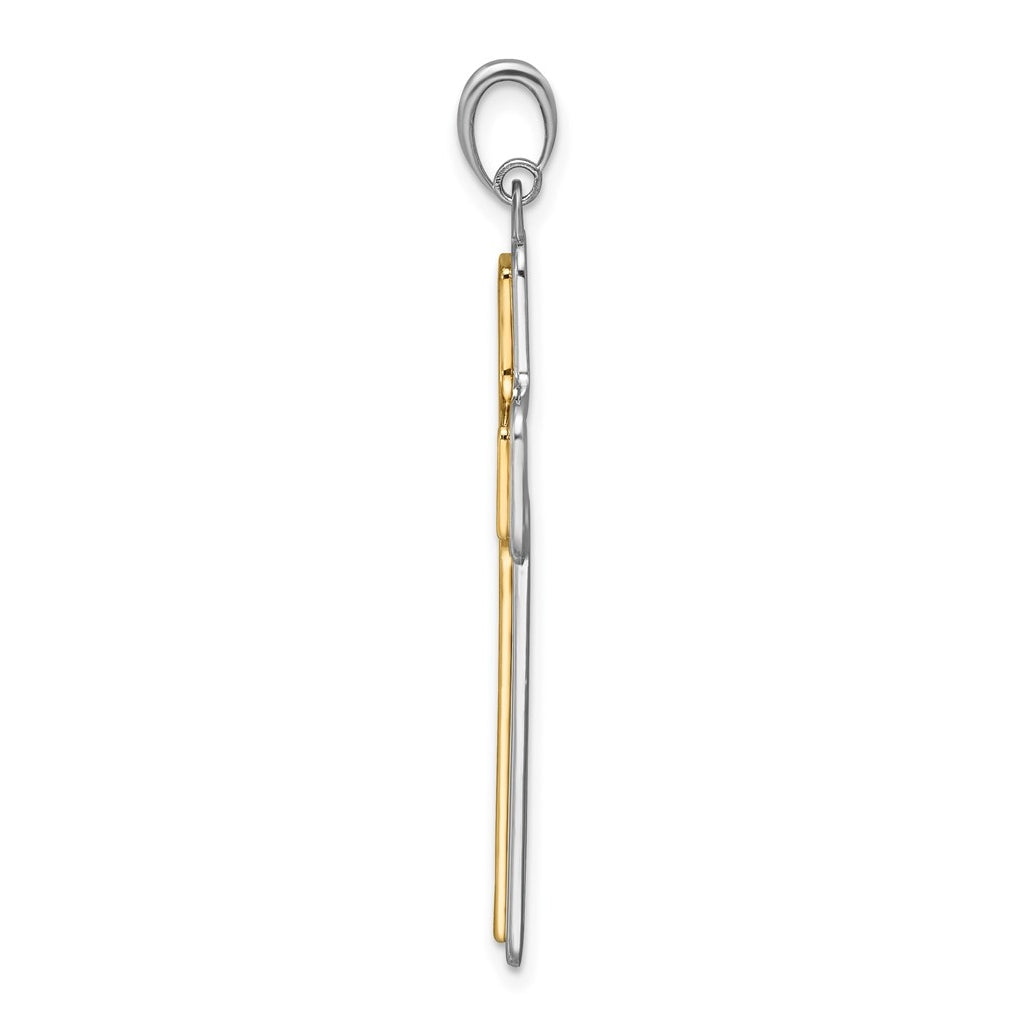 14K Two-tone IBGoodman Polished Open Cross Pendant