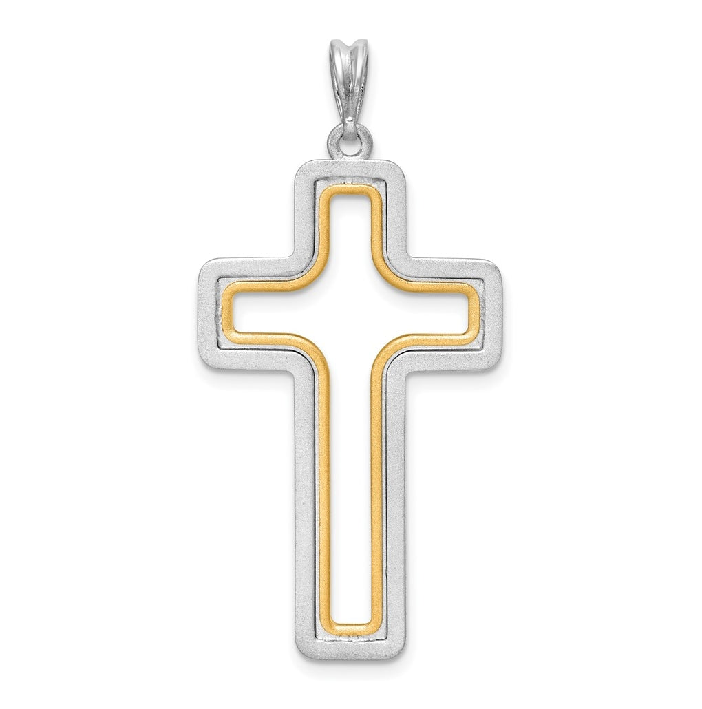 14K Two-tone IBGoodman Polished Open Cross Pendant