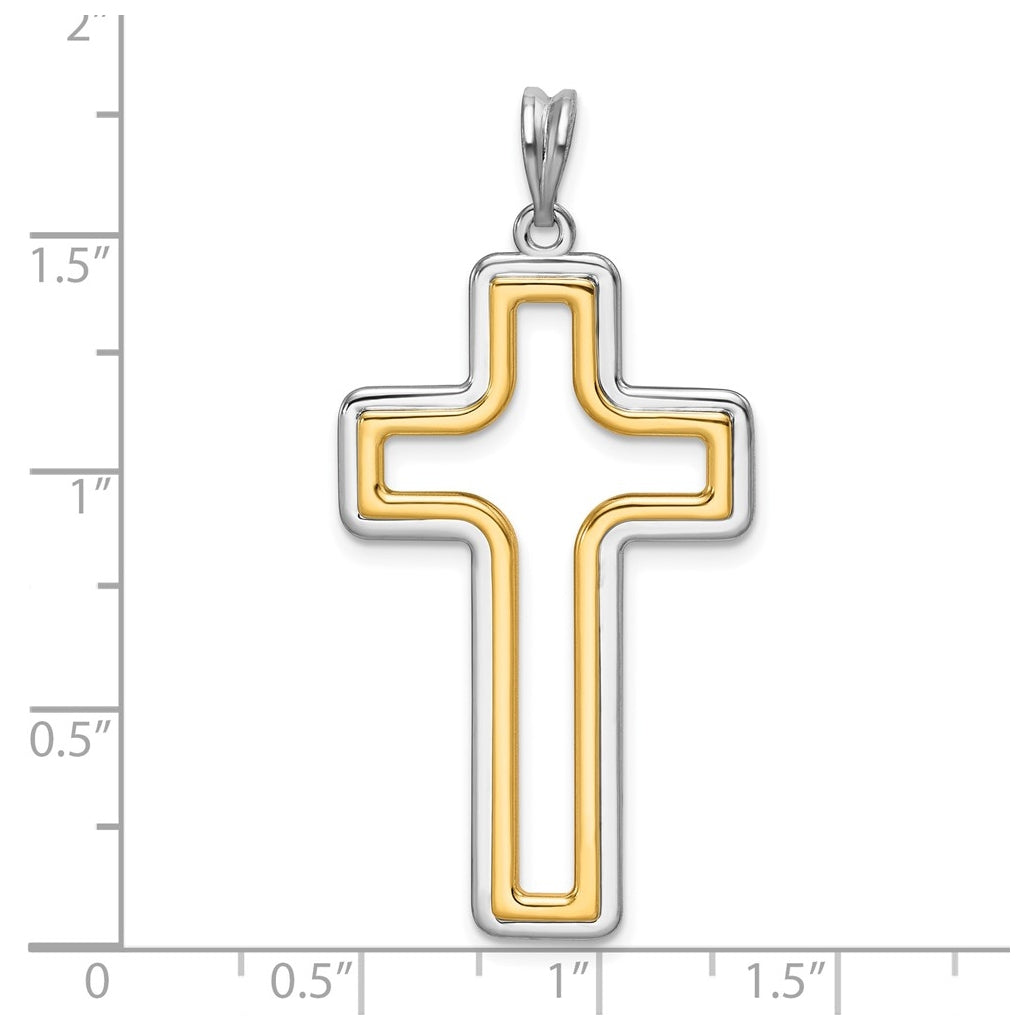 14K Two-tone IBGoodman Polished Open Cross Pendant