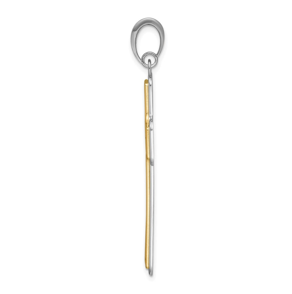 14K Two-tone IBGoodman Polished Open Cross Pendant
