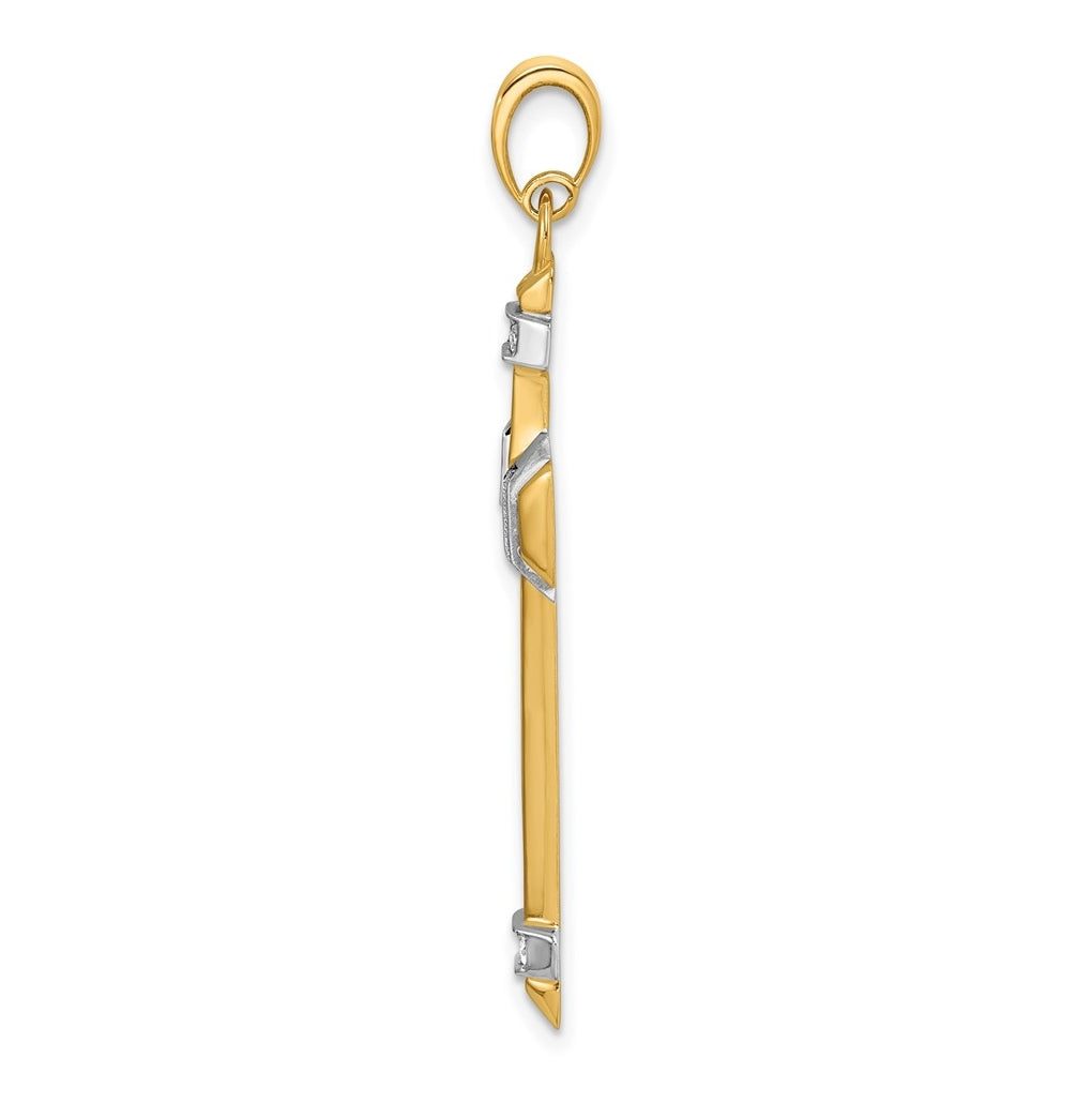 14K Two-tone IBGoodman Polished Cut Out Diamond Cross Pendant