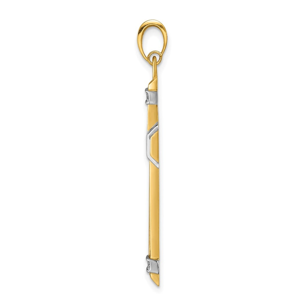 14K Two-tone IBGoodman Polished Diamond Cross Pendant