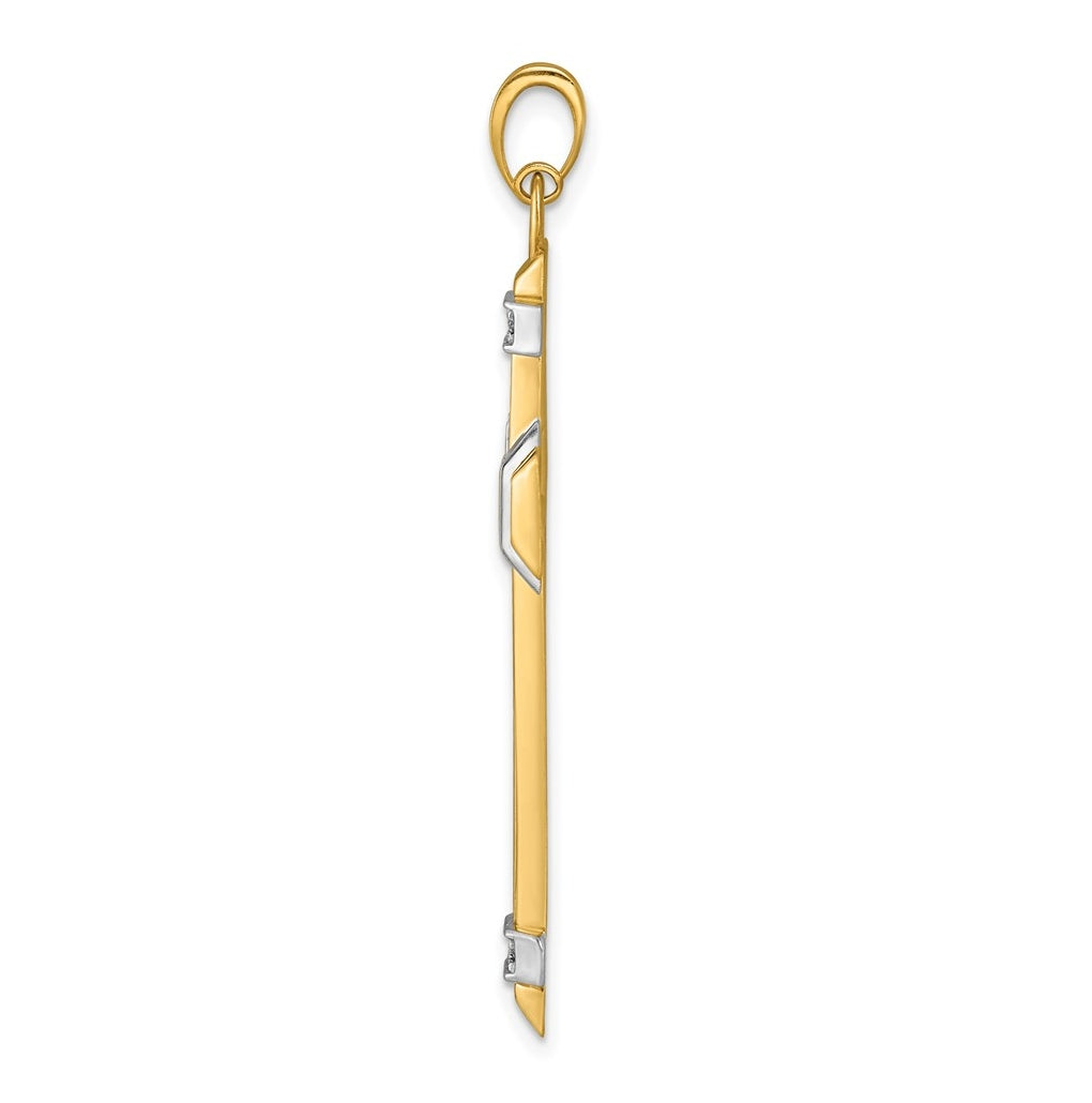 14K Two-tone IBGoodman Polished Diamond Cross Pendant