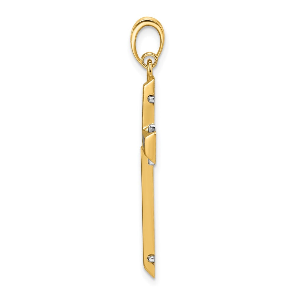 14K Two-tone IBGoodman Polished Open Center Cross Pendant