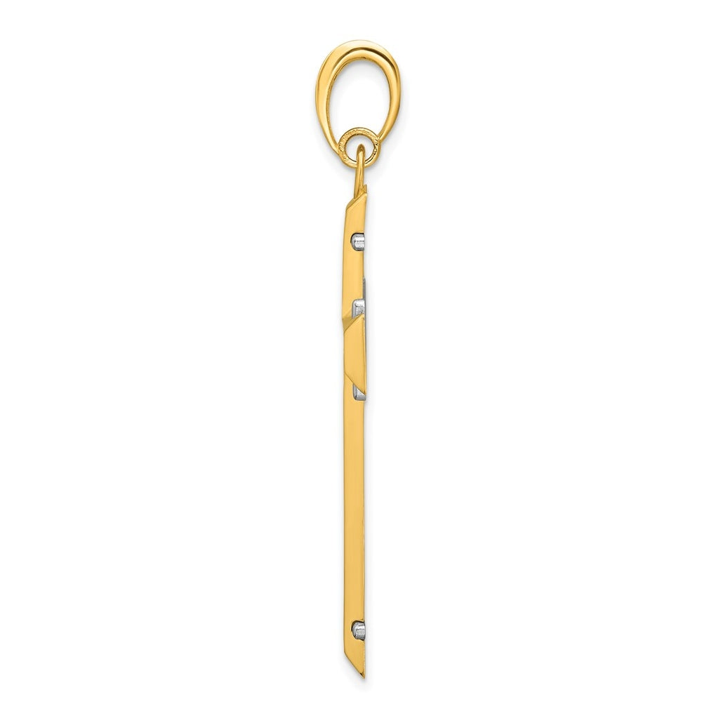 14K Two-tone IBGoodman Polished Open Center Cross Pendant