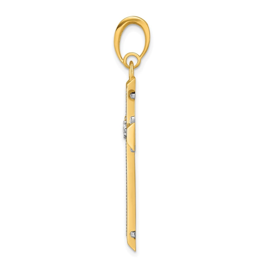 14K Two-tone IBGoodman Polished Lab Grown Diamond Cross Pendant