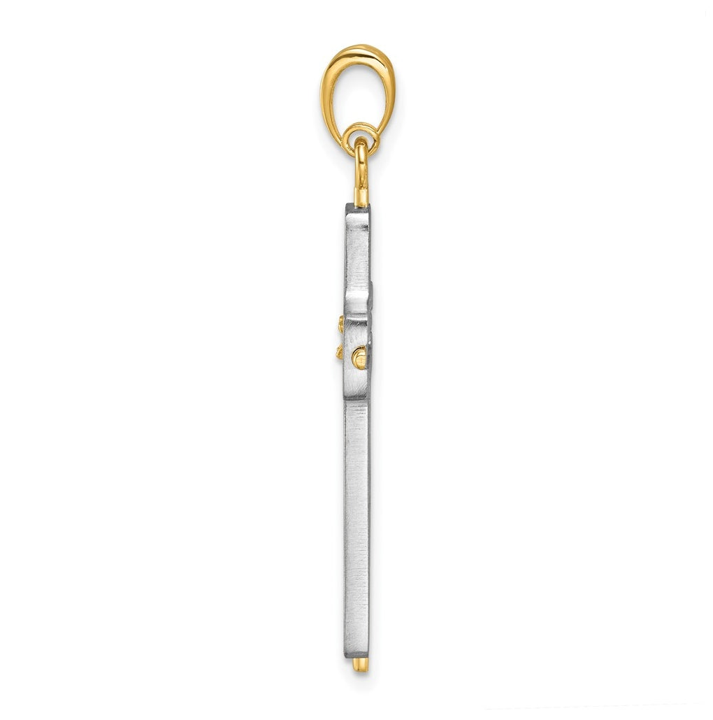 14K Two-tone IBGoodman Polished Cross Lab Grown Diamond Pendant