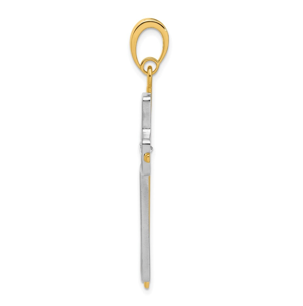 14K Two-tone IBGoodman Polished Cross Lab Grown Diamond Pendant