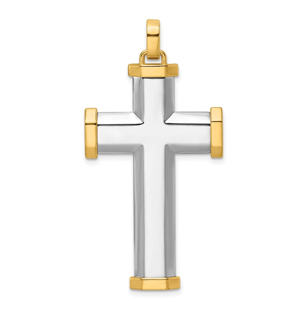 14K Two-tone IBGoodman Polished Cross Pendant