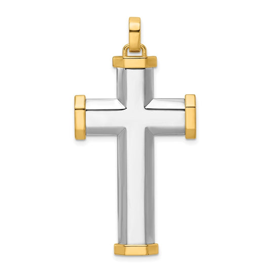 14K Two-tone IBGoodman Polished Cross Pendant