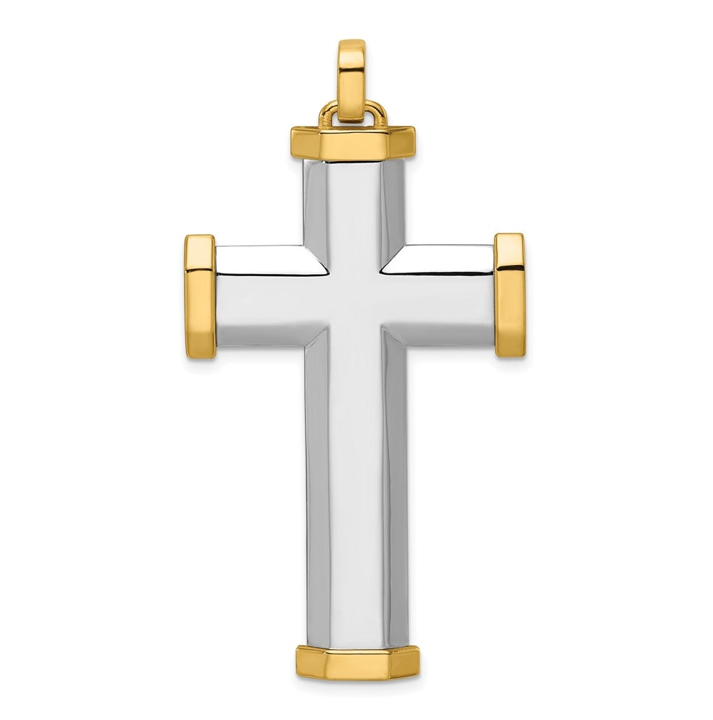 14K Two-tone IBGoodman Polished Cross Pendant