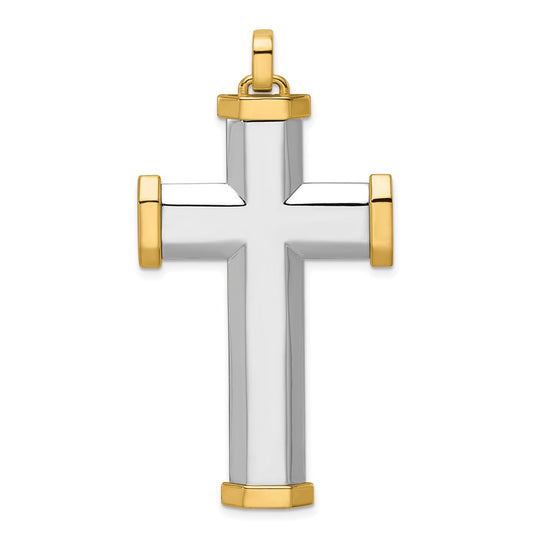 14K Two-tone IBGoodman Polished Cross Pendant