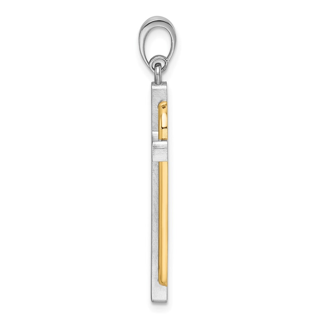 14K Two-tone IBGoodman Polished Cross Pendant
