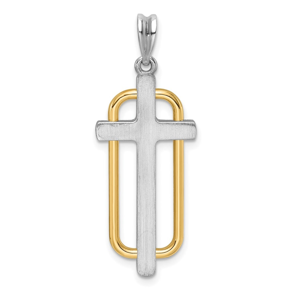 14K Two-tone IBGoodman Polished Cross Pendant