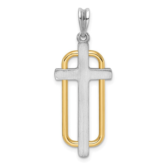 14K Two-tone IBGoodman Polished Cross Pendant